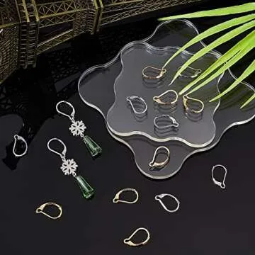 Beebeecraft 100Pcs Real 24K Gold Plated Leverback Earwires French Earring Hooks Gold and Stainless Steel Color 16.5x10mm Interchangeable Dangle Ear Wire Findings Stainless Steel for Jewelry Making