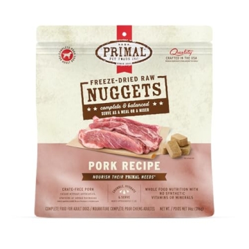 Primal Freeze Dried Raw Dog Food Nuggets - Premium Pork Meal, Grain-Free, Healthy Treats