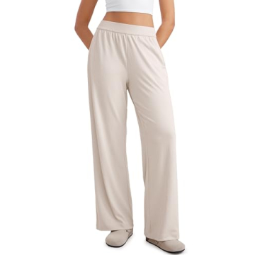 CRZ YOGA Comfy Ribbed Sweatpants Women 30.5" Wide Leg Casual Lounge Pants