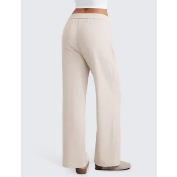 CRZ YOGA Women's Comfy Ribbed Sweatpants with Pockets