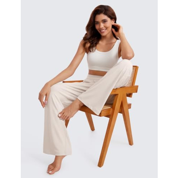 CRZ YOGA Women's Comfy Ribbed Sweatpants with Pockets