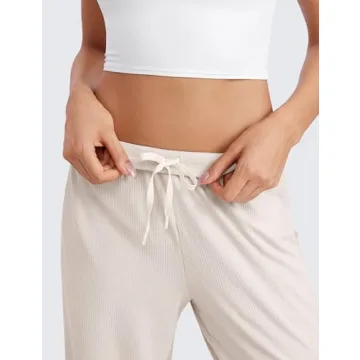 CRZ YOGA Women's Comfy Ribbed Sweatpants with Pockets