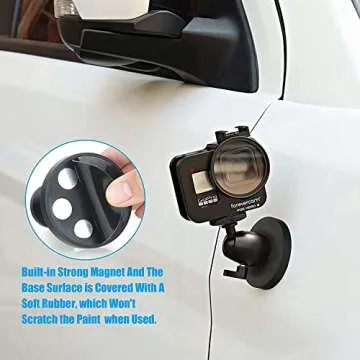Forevercam Aluminum Magnetic Camera Mount for GoPro Hero 13/12/11/10/9/8 Insta360 Akaso DJI and Other Action Camera 360°Rotation Ball Head Gimbal 1/4-20 Lock Protector
