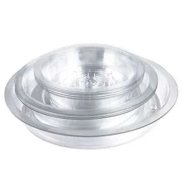 Tecmisse 25 Pack Clear Plastic Plant Saucer Drip Trays