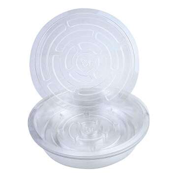 Tecmisse 25 Pack Clear Plastic Plant Saucer Drip Trays