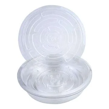 Tecmisse 25 Pack Clear Plastic Plant Saucer Drip Trays