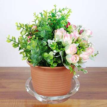 Tecmisse 25 Pack Clear Plastic Plant Saucer Drip Trays