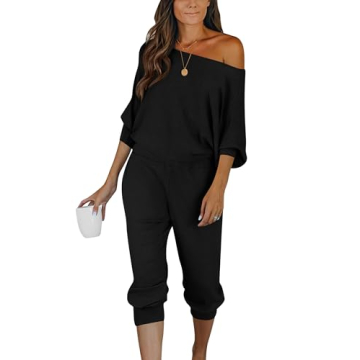 PRETTYGARDEN Women's Ribbed Tracksuit Off Shoulder Set