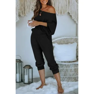 PRETTYGARDEN Women's Ribbed Tracksuit Off Shoulder Set