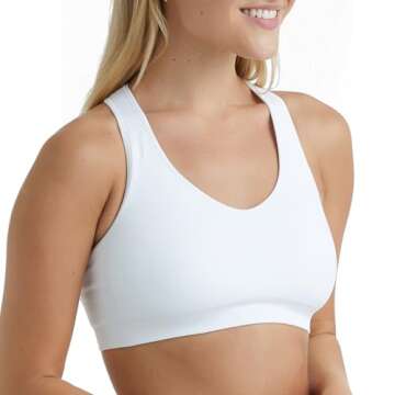 Hanes Seamless Racerback Moderate-Support Sports Bra with CoolDRI Moisture-Wicking