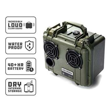 DemerBox: Waterproof, Portable, and Rugged Outdoor Bluetooth Speakers. Loud Sound, Deep Bass, 40+ hr Battery Life, Dry Box + USB Charging, Multi-Pairing Party Mode. Built to Last