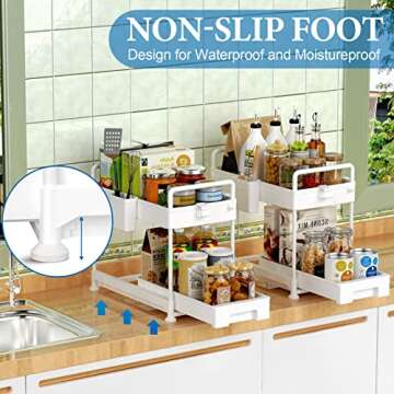 SOYO Under Sink Organizers and Storage 2 Pack, Bathroom Organizer Under Cabinet Storage, Undersink S...