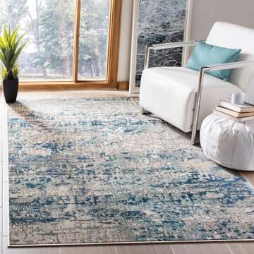 SAFAVIEH Madison Collection Area Rug - 5'3" x 7'6", Grey & Blue, Modern Abstract Design, Non-Sheddin...