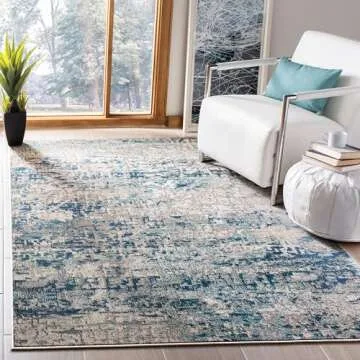 SAFAVIEH Madison Collection Area Rug - 5'3" x 7'6", Grey & Blue, Modern Abstract Design, Non-Sheddin...