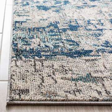 SAFAVIEH Madison Collection Area Rug - 5'3" x 7'6", Grey & Blue, Modern Abstract Design, Non-Shedding & Easy Care, Ideal for High Traffic Areas in Living Room, Bedroom (MAD460K)