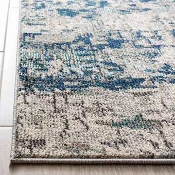 SAFAVIEH Madison Collection Area Rug - 5'3" x 7'6", Grey & Blue, Modern Abstract Design, Non-Shedding & Easy Care, Ideal for High Traffic Areas in Living Room, Bedroom (MAD460K)