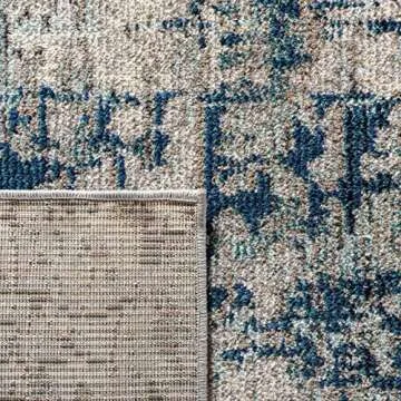 SAFAVIEH Madison Collection Area Rug - 5'3" x 7'6", Grey & Blue, Modern Abstract Design, Non-Shedding & Easy Care, Ideal for High Traffic Areas in Living Room, Bedroom (MAD460K)