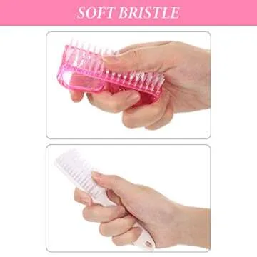 6 Pieces Nail Brush Kit Hand Fingernail Brush Double Sided Wooden Nail Brush Long Handle Grip Nail Brush for Toes Nails Cleaning