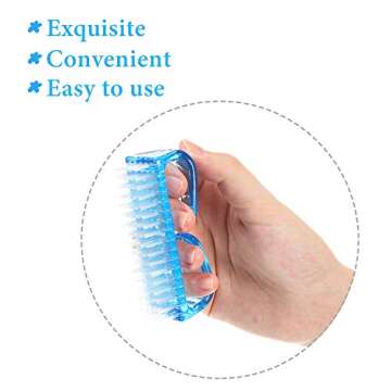 6 Pieces Nail Brush Kit Hand Fingernail Brush Double Sided Wooden Nail Brush Long Handle Grip Nail Brush for Toes Nails Cleaning