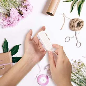 6 Pieces Nail Brush Kit Hand Fingernail Brush Double Sided Wooden Nail Brush Long Handle Grip Nail Brush for Toes Nails Cleaning