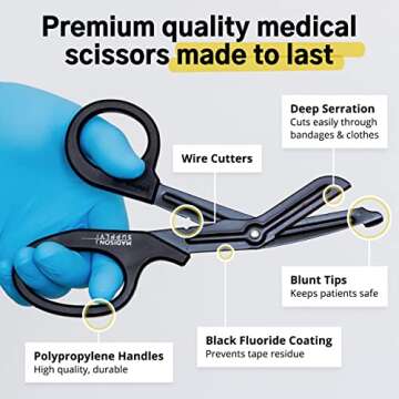 Madison Supply Medical Scissors, EMT and Trauma Shears - 7.5-Inch Bandage Scissors, Stainless Steel ...