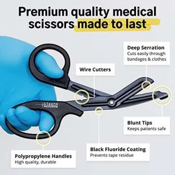 Madison Supply Medical Scissors, EMT and Trauma Shears - 7.5-Inch Bandage Scissors, Stainless Steel ...