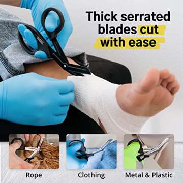 Madison Supply Medical Scissors, EMT and Trauma Shears - 7.5-Inch Bandage Scissors, Stainless Steel Medical Shears - Fluoride-Coated Blades for First Responders, Nurses, and Doctors (2 Pack, Black)