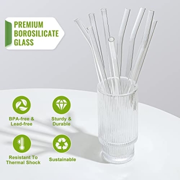 NETANY Reusable Glass Straws Set - Eco-Friendly and Chic