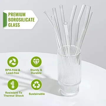 NETANY Reusable Glass Straws Set - Eco-Friendly and Chic
