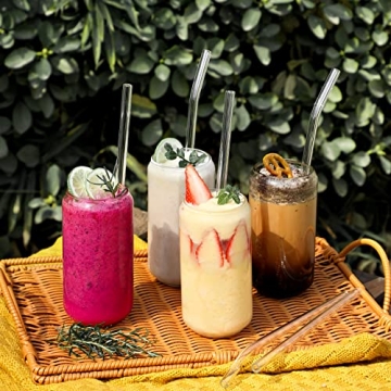 NETANY Reusable Glass Straws Set - Eco-Friendly and Chic