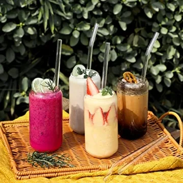NETANY Reusable Glass Straws Set - Eco-Friendly and Chic