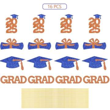 Graduation Centerpiece Table Decoration Sticks Glitter Grad Cap Class Photo Booth Favors