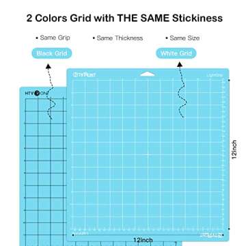 HTVRONT Light Grip Cutting Mat for Cricut, 6 Pack Cutting Mat 12x12 for Cricut Explore Air 2/Air/One/Maker， Light Adhesive Sticky Quilting Cutting Mats Replacement Accessories for Cricut