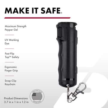 SABRE Pepper Gel with Fast Flip Top - Easy to Use Personal Safety Tool