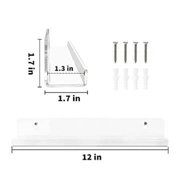 SUNEE Vinyl Records Shelf Wall Mount, 2 Pack 12 Inch Clear Acrylic Album Record Holder, for Wall Display Daily Listening and LP Storage, Create Music Wall Art in Your Home Office
