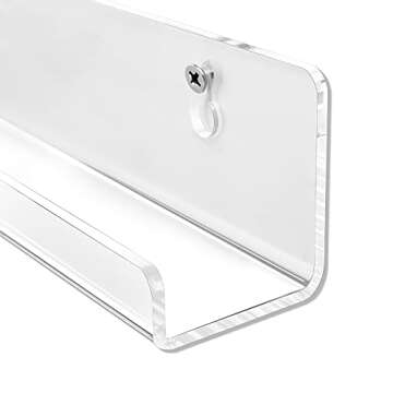 SUNEE Vinyl Records Shelf Wall Mount, 2 Pack 12 Inch Clear Acrylic Album Record Holder, for Wall Display Daily Listening and LP Storage, Create Music Wall Art in Your Home Office