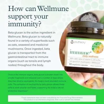 Youtheory Immune+ Daily Wellness - Vegetarian Immune Support Supplement with Vitamin C, Vitamin D3 & Zinc* - Mushroom Supplement with Turkey Tail, Cordyceps & Reishi - 60 Vegetarian Caps