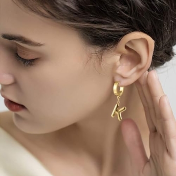HSWYFCJY Gold Bubble Letter Earring - Personalized Charm Jewelry