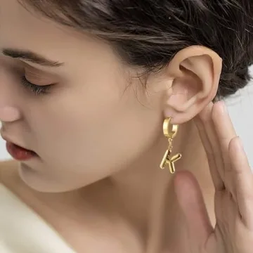 HSWYFCJY Gold Bubble Letter Earring - Personalized Charm Jewelry