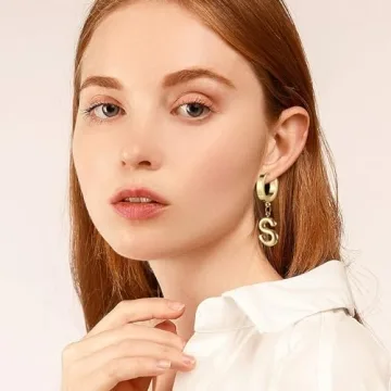HSWYFCJY Gold Bubble Letter Earring - Personalized Charm Jewelry