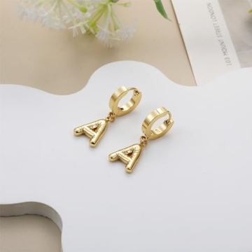 HSWYFCJY Gold Bubble Letter Earring - Personalized Charm Jewelry