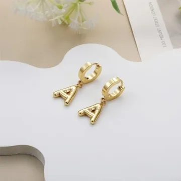 HSWYFCJY Gold Bubble Letter Earring - Personalized Charm Jewelry