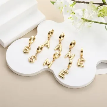 HSWYFCJY Gold Bubble Letter Earring - Personalized Charm Jewelry