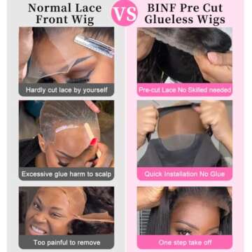 BINF Wigs Human Hair Loose Deep Wave Wig 30 Inch Pre Plucked Glueless HD Lace for Women