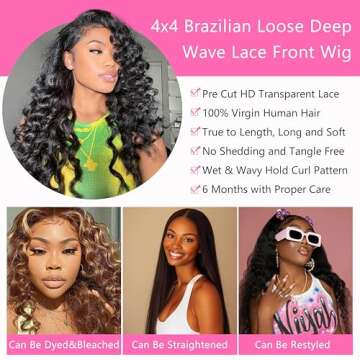 BINF Loose Deep Wave Human Hair Wig for Natural Styling