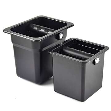 Knock Box Espresso for Coffee Grounds - CAFEMASY Unique Design Recessed Counter Top Square Knock Box with Removable Knock Bar for Kitchen and Coffee Bar Counter