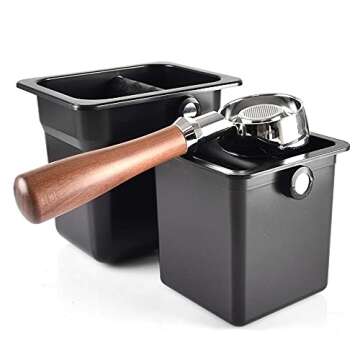 Knock Box Espresso for Coffee Grounds - CAFEMASY Unique Design Recessed Counter Top Square Knock Box with Removable Knock Bar for Kitchen and Coffee Bar Counter