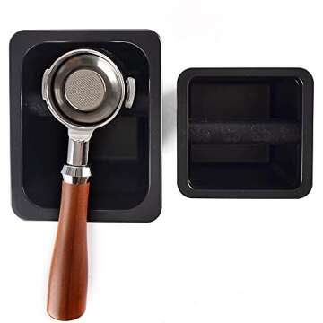 Knock Box Espresso for Coffee Grounds - CAFEMASY Unique Design Recessed Counter Top Square Knock Box with Removable Knock Bar for Kitchen and Coffee Bar Counter