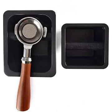 Knock Box Espresso for Coffee Grounds - CAFEMASY Unique Design Recessed Counter Top Square Knock Box with Removable Knock Bar for Kitchen and Coffee Bar Counter