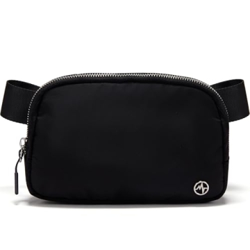 Black Belt Bag with Adjustable Strap, Pander Nylon Mini Fanny Pack for Outdoors Workout Traveling Casual Running Cycling, 1L